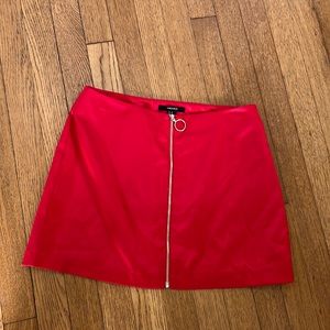 Red silk skirt